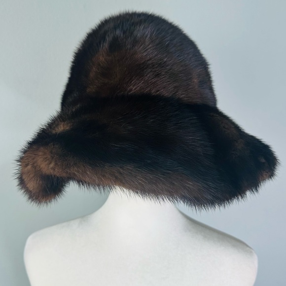 Vintage Echt Nerz Real Mink Fur Bucket Hat 1950s 1960s - Picture 6 of 12